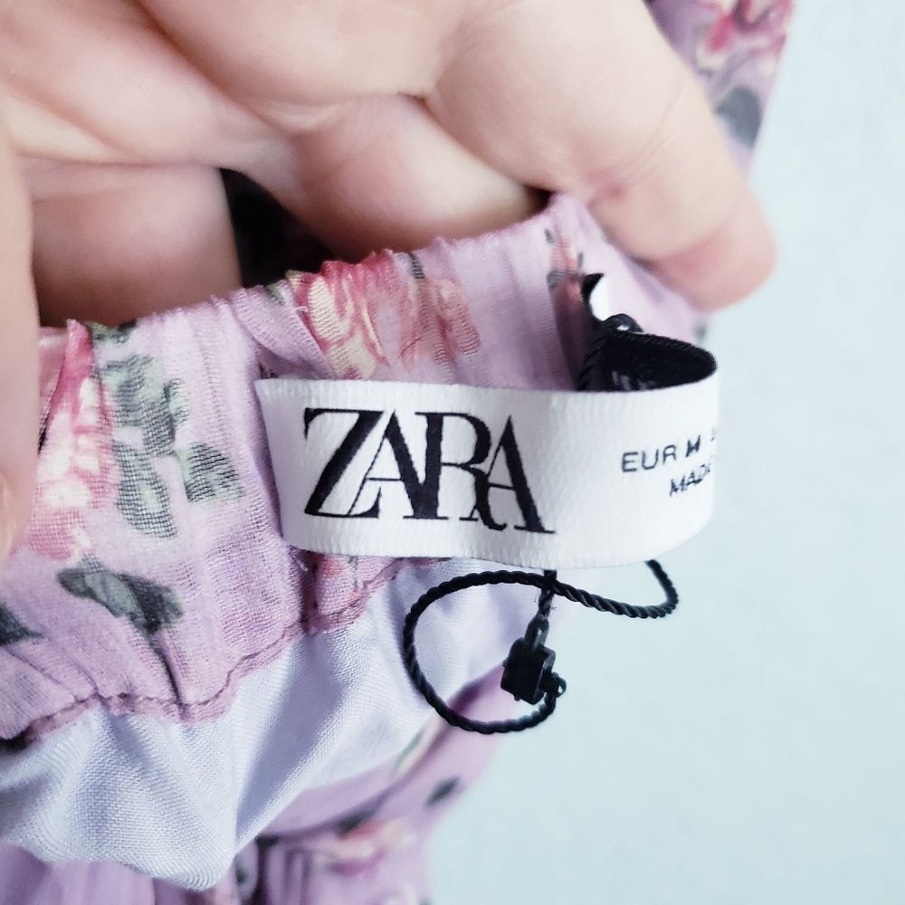 Zara Lilac Floral Smoked Criss Cross Back Mini Dress - Picture 10 of 12